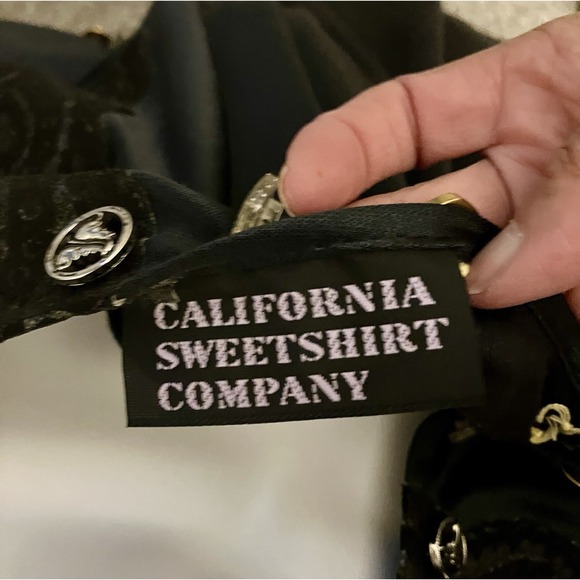 Vintage California Sweetshirt Women's Sz Small Black Grunge Boho Goth‎ Shirt Top - Picture 5 of 7